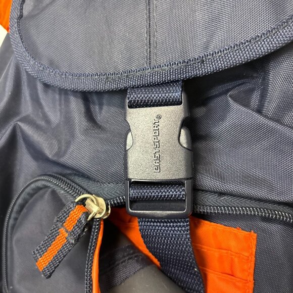 Eastsport Navy Blue Backpack Orange Lining 14" Tall Multiple Pockets Adjustable - Picture 3 of 5